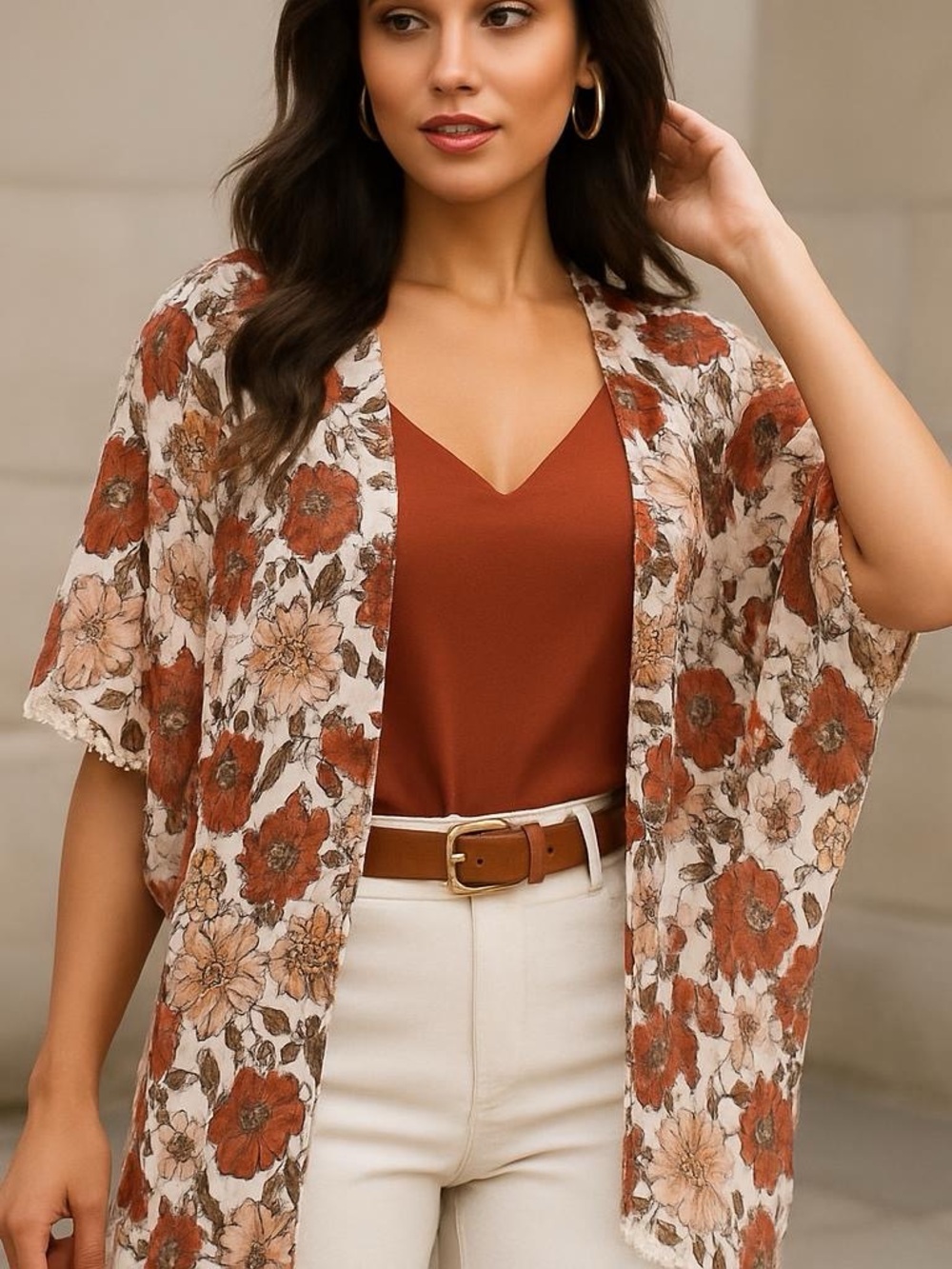 Roommates Floral Sheer Top Kimono Duster Coverup Size M